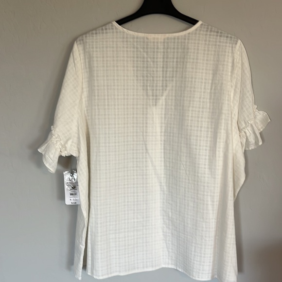 Terra & Sky Women's Plus Size V-Neck Shirred Short Sleeve Top Size 4X (28W-30W) - Picture 10 of 14